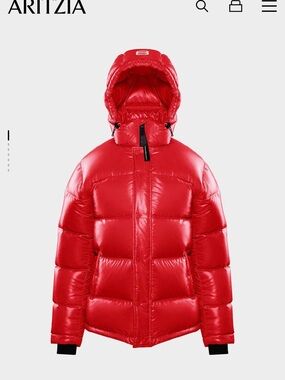 Aritzia Bright Red Quilted Puffer Jacket